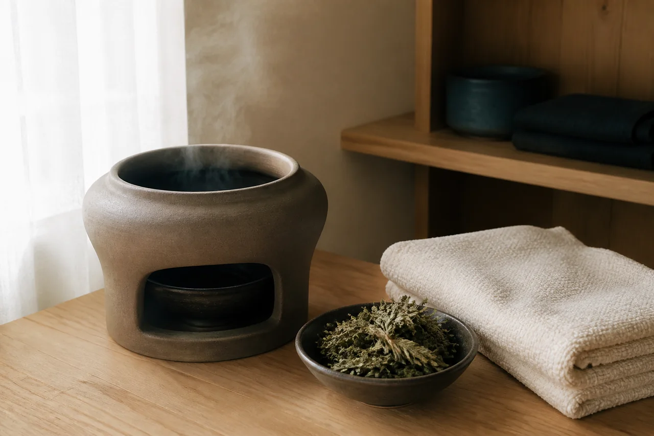 よもぎと温活の静かな時間を表現したイメージ